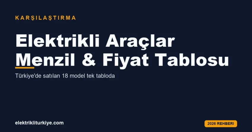 Türkiye'de satılan elektrikli araçlar karşılaştırma tablosu