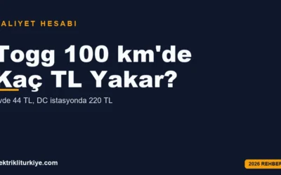 Togg 100 km kaç TL yakar maliyet hesabı
