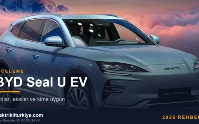BYD Seal U EV, açık yeşil-gri, önden çeyrek görünüm, fuar standı. Fotoğraf: Alexander-93, CC BY-SA 4.0.