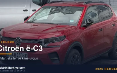 Citroën ë-C3, kırmızı, önden çeyrek görünüm. Fotoğraf: Alexander Migl, CC BY-SA 4.0.
