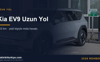 Kia EV9 Uzun Yol 563 km · yedi kişiyle mola hesabı. Fotoğraf: Alexander-93, CC BY-SA 4.0